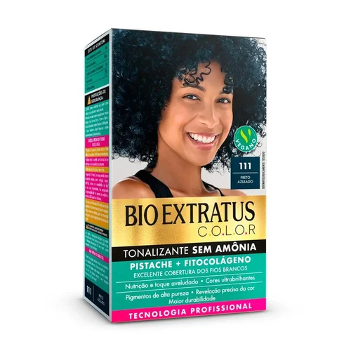 Tonalizante Sem Amônia Bio Extratus Color Pistache 111 Preto Azul