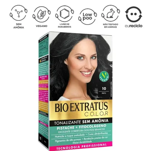 Tonalizante Sem Amônia Bio Extratus Color Pistache 10 Preto