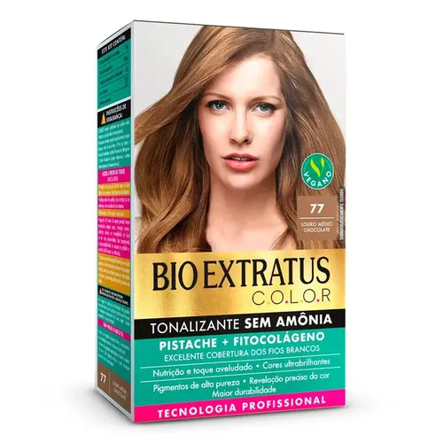 Tonalizante Sem Amônia Bio Extratus Color Pistache 77 Louro Médio Chocolate