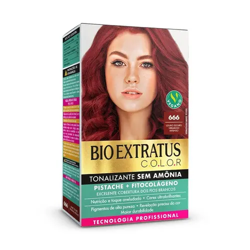 Tonalizante Sem Amônia Bio Extratus Color Pistache 666 Louro Escuro Verm Intenso