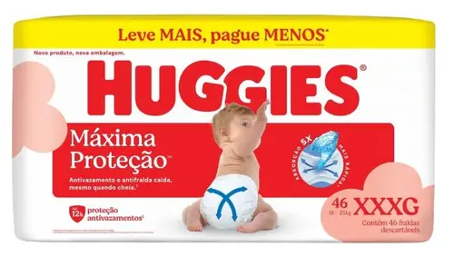 Fralda Huggies Hiper Máxima Proteção Xxxg 46 Unidades (18 - 25Kg)