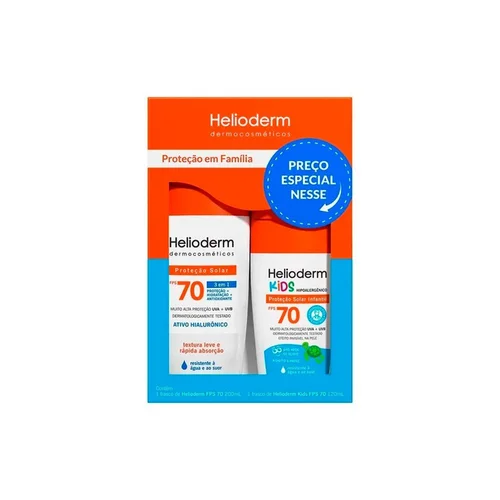 Kit Protetor Solar Helioderm Fps70 200ml + Fps70 Infantil Kids 120ml