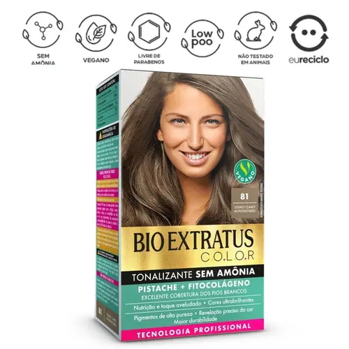 Tonalizante Sem Amônia Bio Extratus Color Pistache 81 Louro Claro Acinzentado