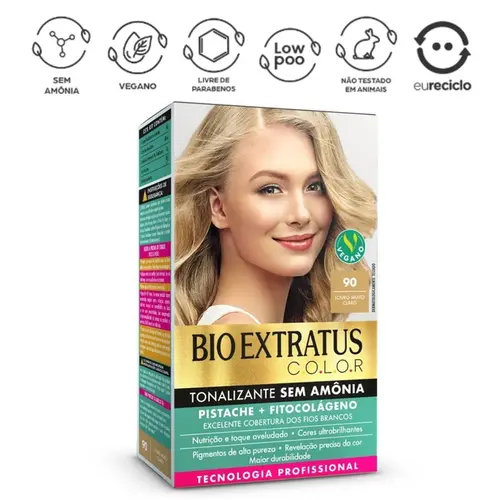 Tonalizante Sem Amônia Bio Extratus Color Pistache 90 Louro Muito Claro