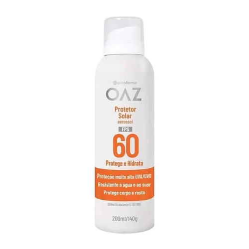 Protetor Solar OAZ Fps60 Corpo e Rosto Aerosol 200ml