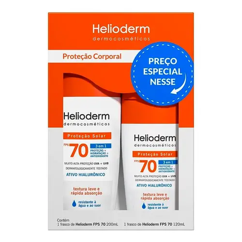 Kit Protetor Solar Helioderm Fps70 200ml + Fps70 120ml