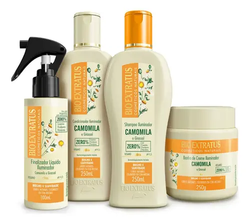 Kit Bio Extratus Botica Shampoo + Condicionador + Finalizador + Máscara Camomila
