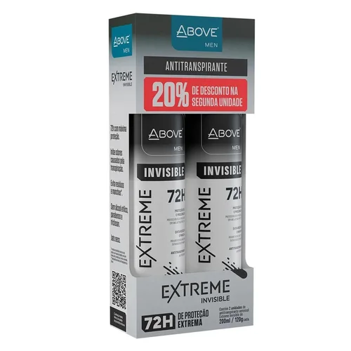 Kit Desodorante Aerosol Above Masculino Extreme Invisible 72H 2 Unidades 200ml