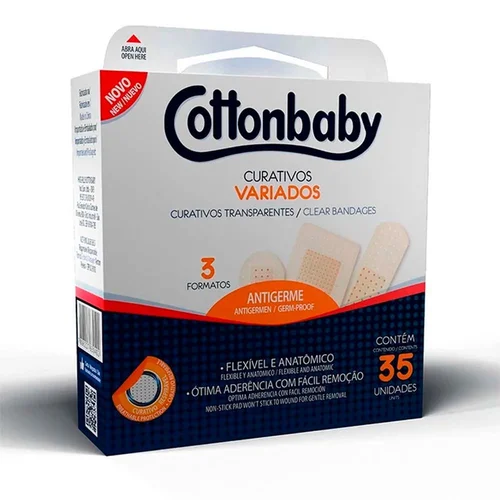 Curativo Cottonbaby Transparente Variados 35 Unidades