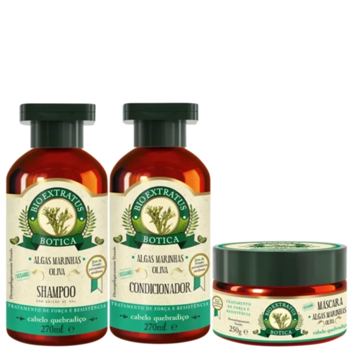 Kit Bio Extratus Botica Shampoo + Condicionador + Finalizador + Máscara Algas