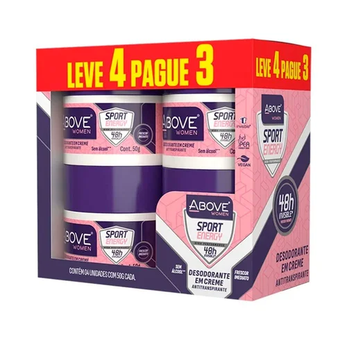 Kit Desodorante Creme Above Sport Energy Leve 4 Pague 3 50G