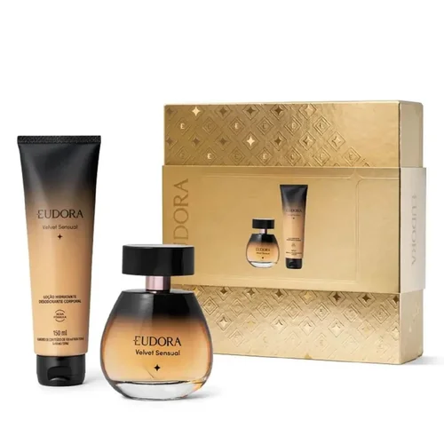 Kit Perfume Feminino Eau de Colônia Eudora Velvet Sensual 100ml + Loção Hidratante Corporal 150ml