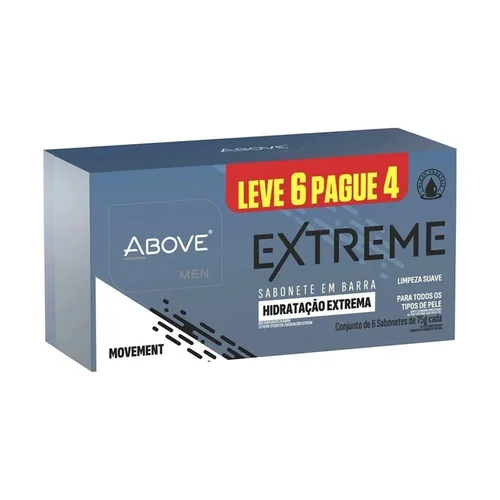 Kit Sabonete em Barra Above Masculino Extreme Movement 75G Leve 6 Pague 4 Unidades