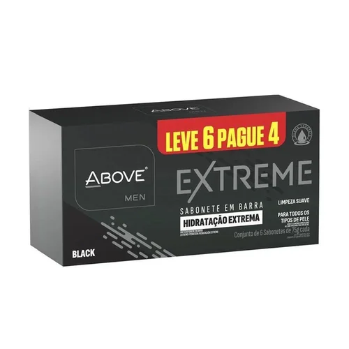 Kit Sabonete em Barra Above Masculino Extreme Black 75G Leve 6 Pague 4 Unidades