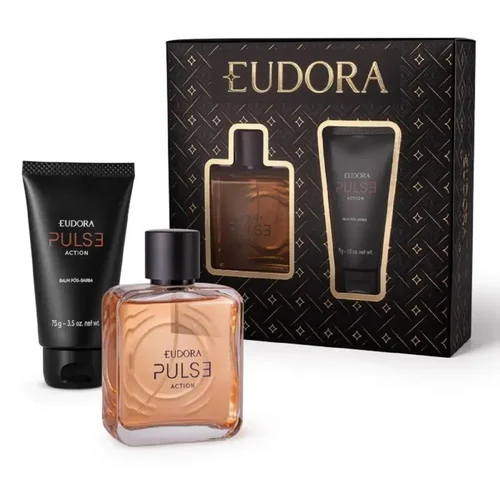 Kit Perfume Masculino Eau de Colônia Eudora Pulse Action 100ml + Balm Pós Barba 75G