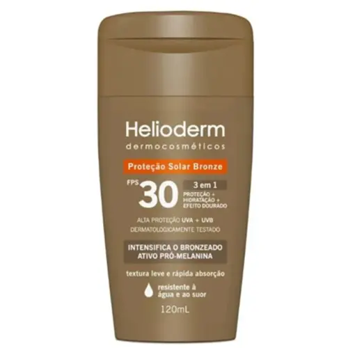 Protetor Solar com Bronzeador Helioderm Efeito Dourado Fps30 120ml