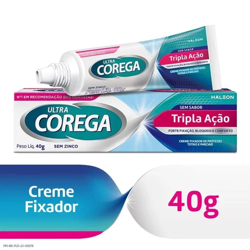 Creme Fixador de Dentadura Ultra Corega Tripla Ação Sem Sabor 40G