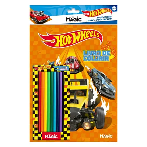 Livro Hot Wheels Kit Lapis De Cor Magic Kids