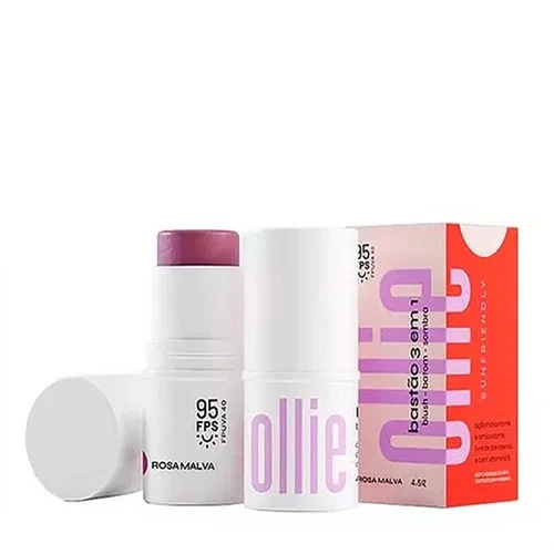 Bastao Stick 3 em 1 Ollie Blush Batom E Sombra Fps95 Cor Rosa Malva