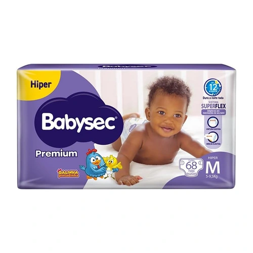 Fralda Babysec Premium Galinha Pintadinha M 68 Unidades