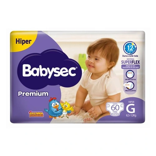 Fralda Babysec Premium Galinha Pintadinha G 60 Unidades