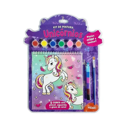 Livro Kit de Pintura Unicornios  Pintar Criar e Sonhar