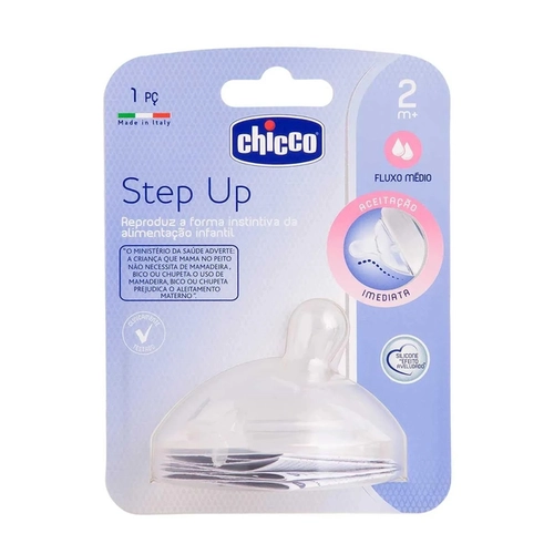 Bico de Mamadeira Step Up Chicco Fluxo Médio 2Meses+ 1 Unidade