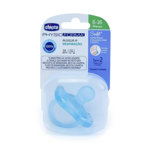 Chupeta Soft Chicco Azul  16 a 36 Meses
