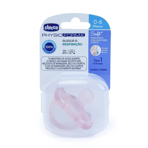 Chupeta Soft Chicco Rosa  0 a 6 Meses