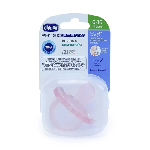 Chupeta Soft Chicco Rosa  16 a 36 Meses
