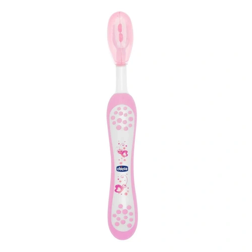 Escova Dental Infantil Primeiros Dentes de Leite Chicco Rosa