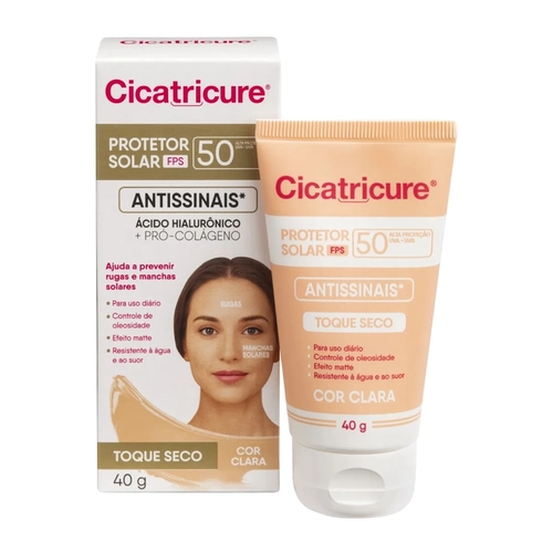 Protetor Solar Antissinais Fps50 Cicatricure Efeito Matte Cor Clara 40G