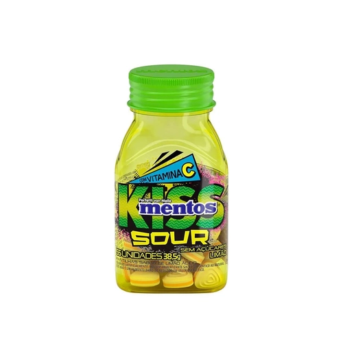 Bala Mentos Kiss Sour Vitamina C Limão 38,5G