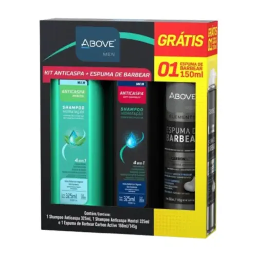Kit Shampoo Above Anticaspa 2Unidades + Espuma de Barbear Grátis