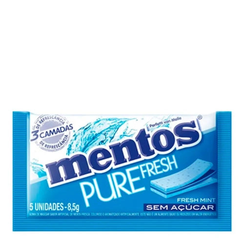Chiclete Mentos Pure Fresh 3 Peppermint 8,5G 5Un