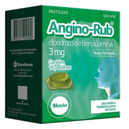 Angino Rub Menta 16 Pastilhas