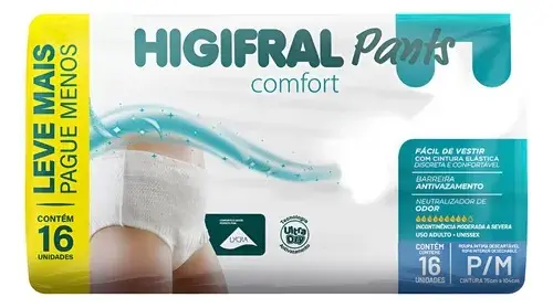 Fralda Higifral Pants Roupa Intima Comfort P/M 16Un