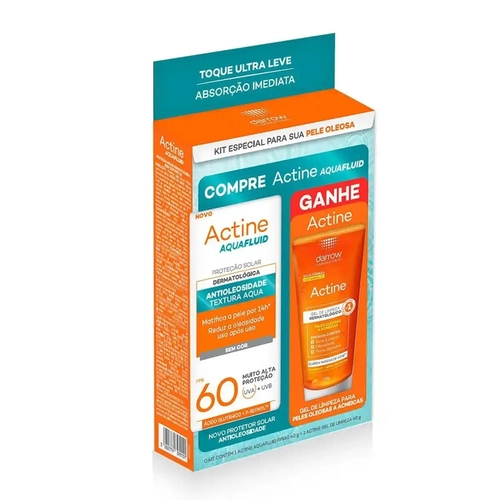 Kit Darrow Protetor Solar Actine Aquafluid FPS60 40g + Gel de Limpeza Actine 40g