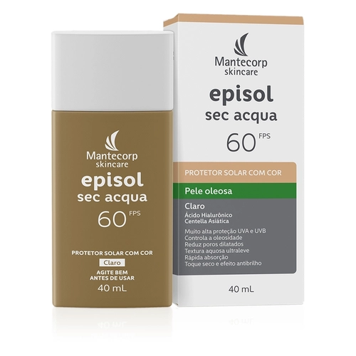 Protetor Solar Facial Episol Sec Acqua FPS60 Cor Clara 40ml