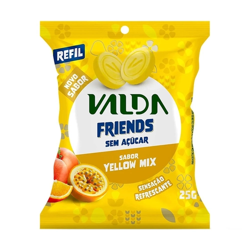 Pastilhas Valda Friends Frutas Amarelas Sem Açúcar Sache 25g