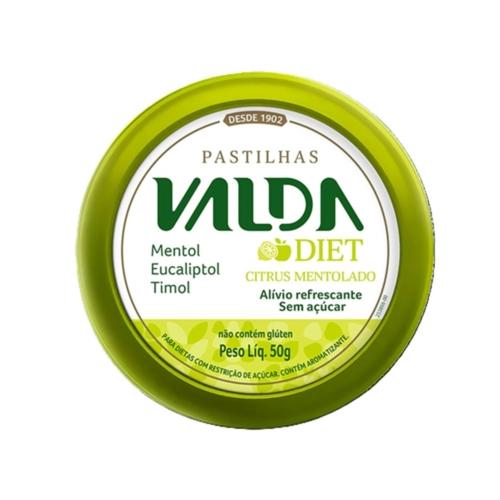 Pastilhas Valda Diet Sabor Citrus Mentolado Lata 50g