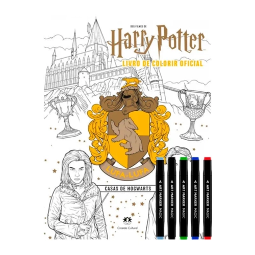 Livro Harry Potter Colorir 4 Casas + Canetinhas