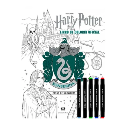 Livro Harry Potter Casas Sortidas Colorir + Canetinhas