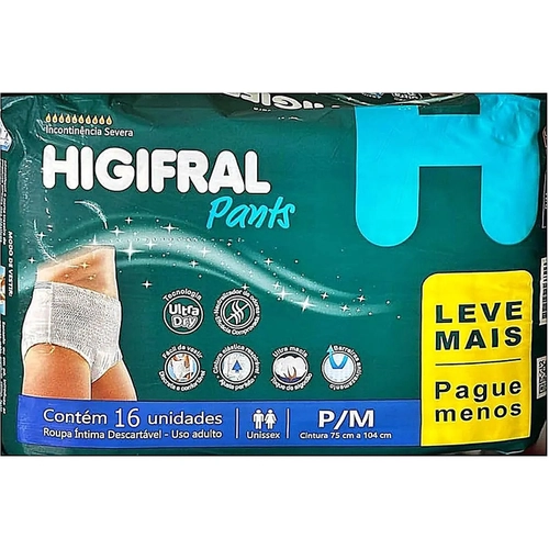 Fralda Higifral Pants Roupa Intima Full Care P/M 16 Unidades
