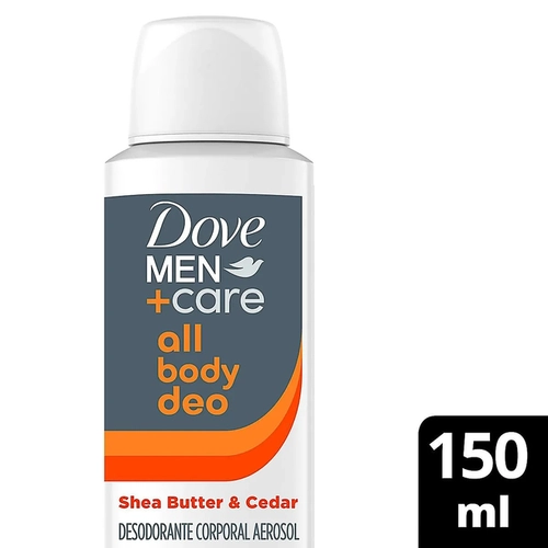 Desodorante Corporal Aerosol Dove Men+Care All Body Deo Shea Butter e Cedar 0% Alumínio 150ml