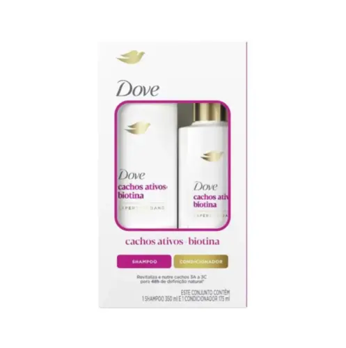 Kit Dove Cachos Ativos +Biotina Shampoo 350ml + Condicionador 175ml Expert em Danos