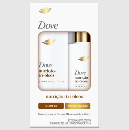 Kit Dove Nutrição + Tri-óleos Shampoo 350ml + Condicionador 175ml  Expert em Danos