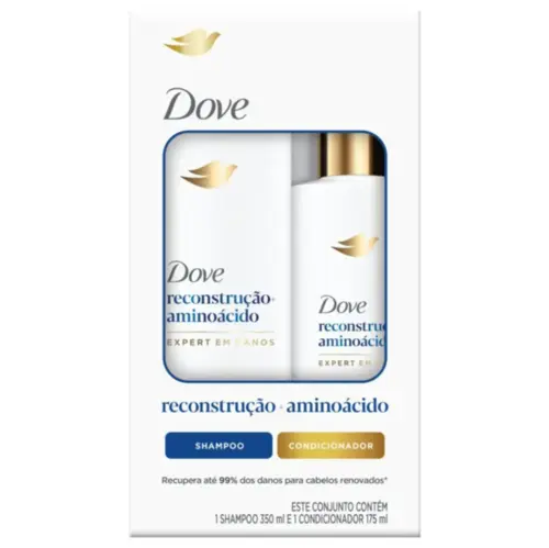 Kit Dove Reconstrução + Aminoácido Shampoo 350ml + Condicionador 175ml Expert em Danos