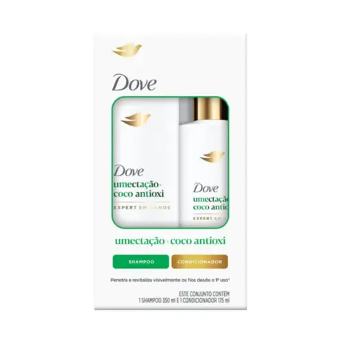 Kit Dove Umectação + Coco Antioxi Shampoo 350ml + Condicionador 175ml Expert em Danos