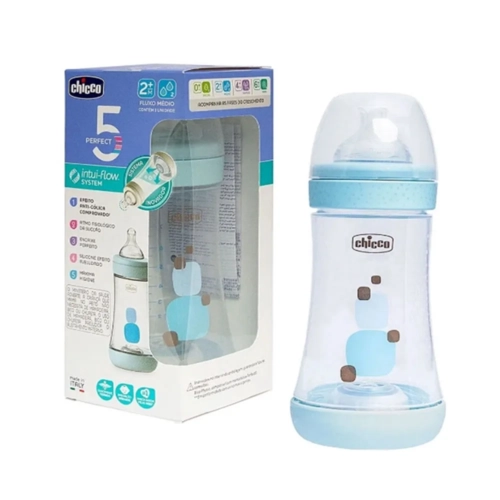 Mamadeira Chicco Perfect5 240ml Fluxo Médio Azul